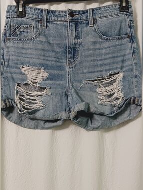 Bluckle Black Distressed Light Blue Denim Women's Shorts Size 26